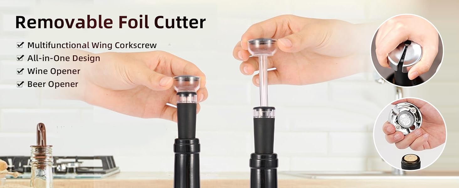 Wing Corkscrew Wine Opener, Premium Zinc Alloy Manual Bottle Opener, Heavy Duty Multifunctional Tool for Kitchen, Bar, Restaurant & Waiters (Silver)