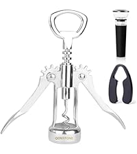 Wing Corkscrew Wine Opener, Premium Zinc Alloy Manual Bottle Opener, Heavy Duty Multifunctional Tool for Kitchen, Bar, Restaurant & Waiters (Silver)
