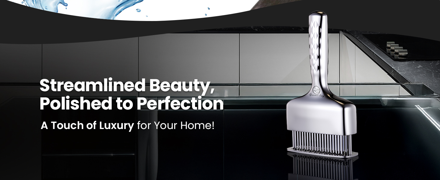 Meat Tenderizer Tool, Stainless Steel Blade Tenderizer for Meat – Extra Long Handle, Rustproof One-Piece Meat Tenderizer Mallet & Hammer, Steak Cooking Accessories, No Assembly Needed, 5-Year Warranty