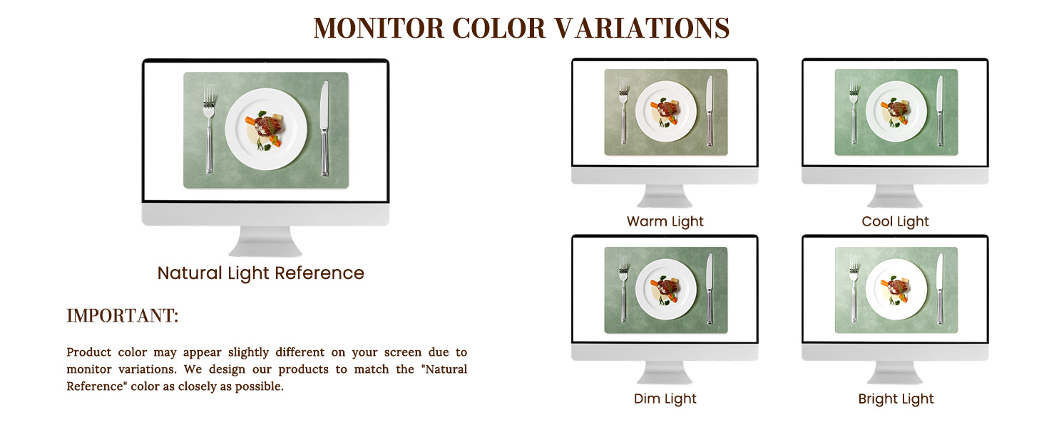 Roxifina Faux Leather Placemats Set of 6 - Vinyl Placemats Wipeable Waterproof Oil-Proof PU Place Mats Heat Resistant Reversible Table Mats for Dining, Kitchen, Outdoor, 12 x 17 Inch (Green)