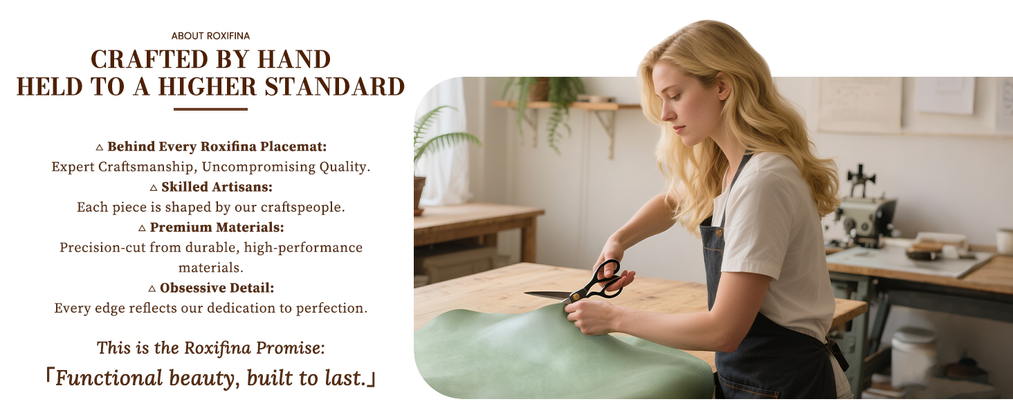 Roxifina Faux Leather Placemats Set of 6 - Vinyl Placemats Wipeable Waterproof Oil-Proof PU Place Mats Heat Resistant Reversible Table Mats for Dining, Kitchen, Outdoor, 12 x 17 Inch (Green)