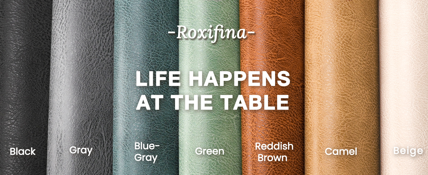 Roxifina Faux Leather Placemats Set of 6 - Vinyl Placemats Wipeable Waterproof Oil-Proof PU Place Mats Heat Resistant Reversible Table Mats for Dining, Kitchen, Outdoor, 12 x 17 Inch (Green)