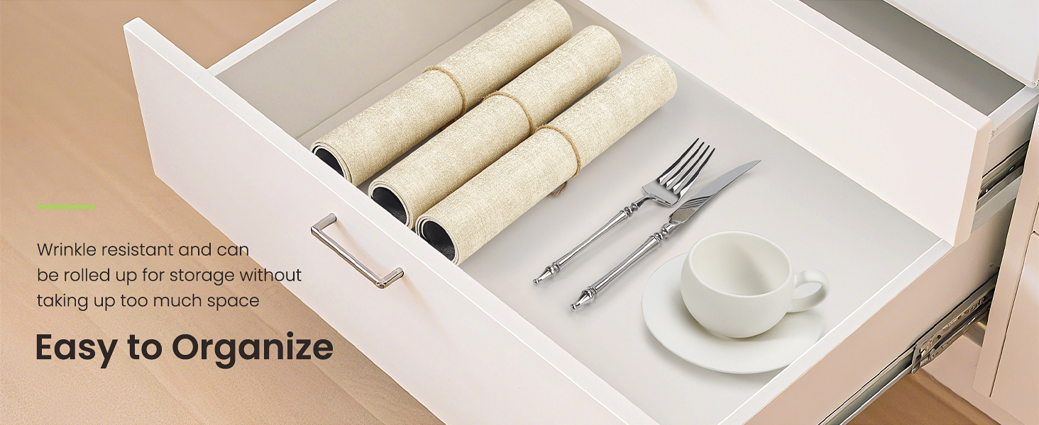 Placemats Set of 6, Faux Leather Heat Resistant Wipeable Placemats, Dual Sided Waterproof Washable Table Mats with Coaster, Suitable for Kitchen, Dining, Table Decor (6, Black Beige)