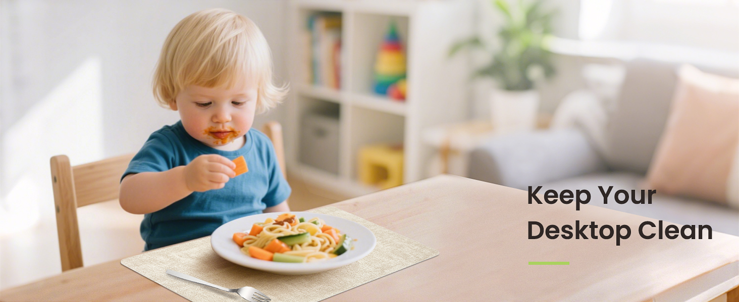 Placemats Set of 6, Faux Leather Heat Resistant Wipeable Placemats, Dual Sided Waterproof Washable Table Mats with Coaster, Suitable for Kitchen, Dining, Table Decor (6, Black Beige)