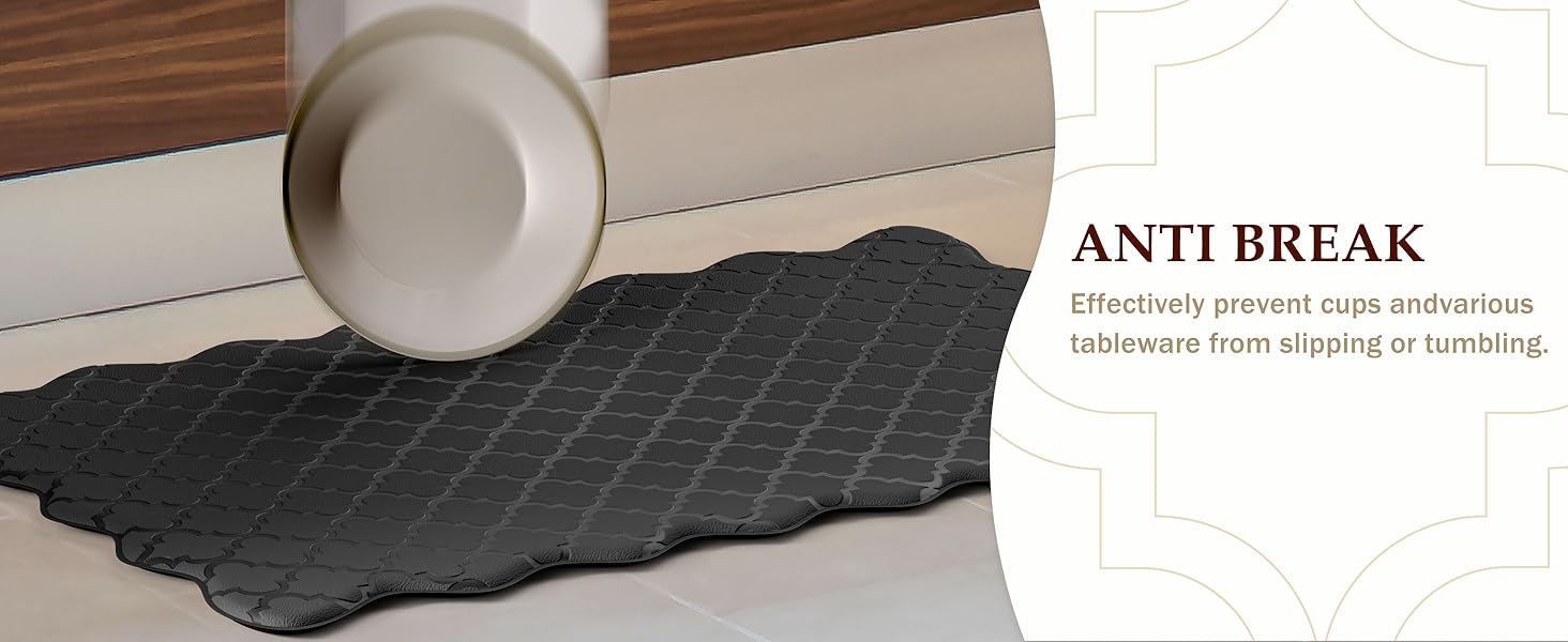 Upgrade Scalloped Embossed Kitchen Mats for Floor 2PCS Cushioned Anti Fatigue Waterproof Foam Kitchen Rugs Non Slip Washable Comfort Standing Mat for Office Sink Laundry, Black