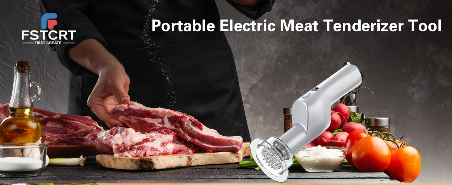 Electric Meat Tenderizer, Handheld Cordless Electric Heavy Duty Meat Tenderizer Hammer, 37 Stainless Steel Sharp Needles Kitchen Tenderizer for Steak, Beef, Chicken Chops, Pork Chops