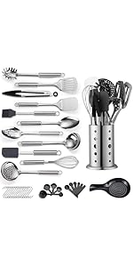 Spaghetti Spoon, ReaNea Pasta Server, Stainless Steel Pasta Spoon with Teeth, One-Piece Metal Pasta Fork, Noddle Fork Kitchen Utensils, Heat Resistant, Dishwasher Safe, Easy to Clean