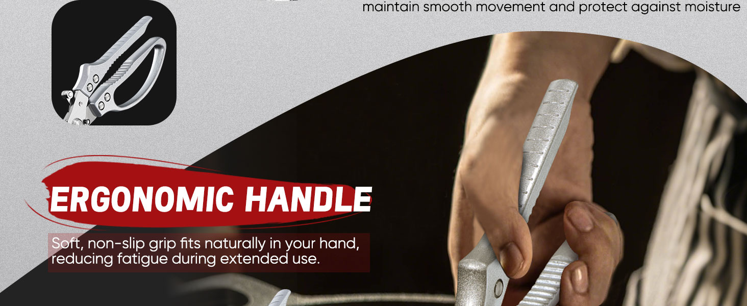 TIVOLI Poultry Shears Silver,Japanese Kitchen Shears Heavy Duty with Non-Slip Handle & Safety Lock,Multifunctional Kitchen Scissors for Chicken, Meat, Turkey, Fish, Vegetables,Ideal Gift