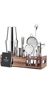 Cocktail Strainer Set – Bar tools Stainless Steel Includes Hawthorne Strainer, Julep & Fine Mesh Cocktail Strainers, Mixing Spoon – Drink Shaker Strainer for Bartending
