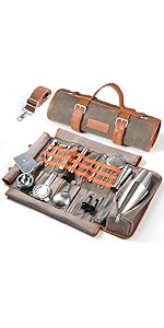 Cocktail Strainer Set – Bar tools Stainless Steel Includes Hawthorne Strainer, Julep & Fine Mesh Cocktail Strainers, Mixing Spoon – Drink Shaker Strainer for Bartending