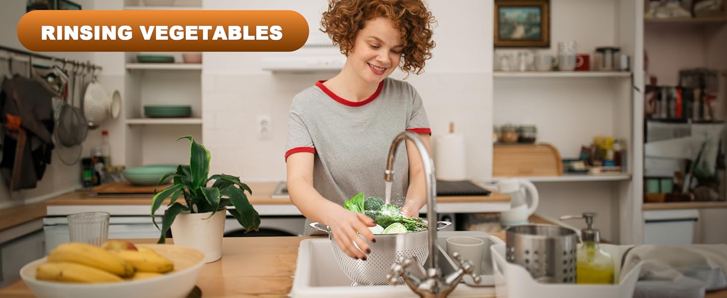 Stainless Steel Colander for Kitchen | 5 Quart Durable Rice and Pasta Strainer with Handle | Oversized Handles | Nesting Design | Rust-Resistant & Dishwasher Safe