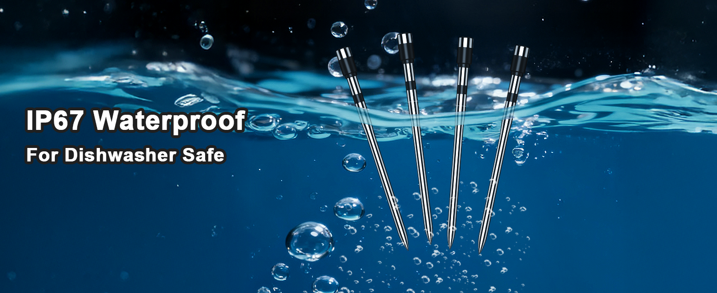 Wireless Meat Thermometer with Smart Timer & APP Alerts, 800ft Bluetooth Grill Food Thermometer, 4 X 0.19In Ultra Thin Probes, ±0.5℉ Accuracy, Big Digital Backlit Screen, for BBQ, Oven, Smoker