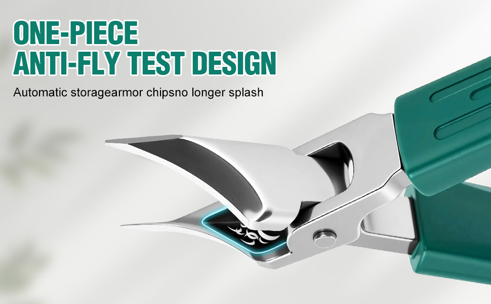 Upgraded Eagle Beak Beveled Nail Clippers, Long Handle Wide Jaw Slanted Nail Clipper, Eagle Beak Angled Edge Nail Clippers 3-Piece Set, Wide Jaw Opening Anti-Splash Nail Clipper for Men Women(Green)