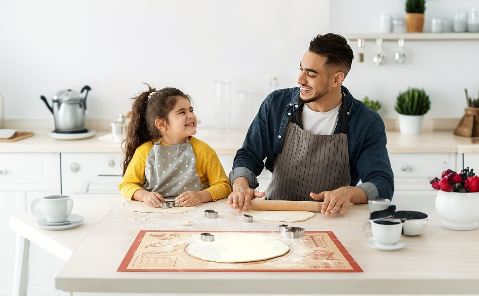 Silicone Baking Pastry Dough Mat - 26x16Inch Extra Large Cookie Bread Rolling Mats Sheet, Nonstick Kitchen Counter Kneading Board, Thick Reusable Pie Cookies Pizza Fondant Making Matt with Measurement