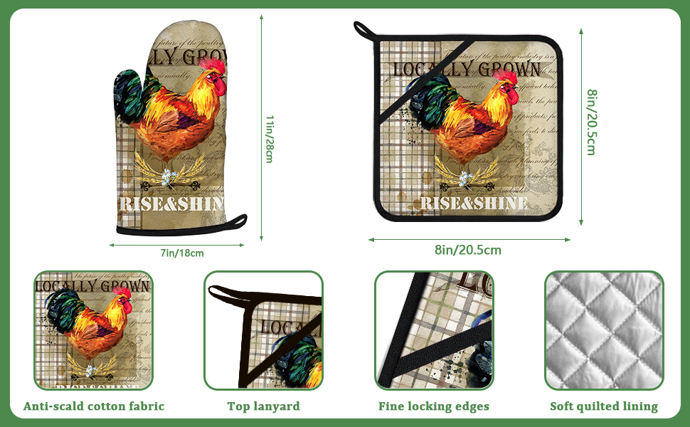 Black Cat Oven Mitts and Pot Holders Set 4 Pcs Extra Long Heat Resistant Gloves Potholder for Baking, BBQ, Grilling