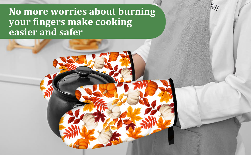 Black Cat Oven Mitts and Pot Holders Set 4 Pcs Extra Long Heat Resistant Gloves Potholder for Baking, BBQ, Grilling