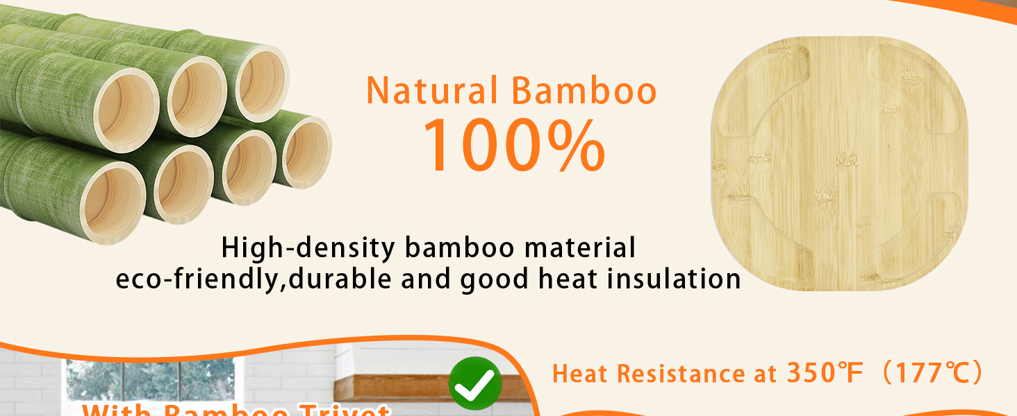 Heat-Resistant Bamboo Trivet for Air Fryers – Non-Slip Countertop Protector，Essential Kitchen Gift for Housewives & Househusbands