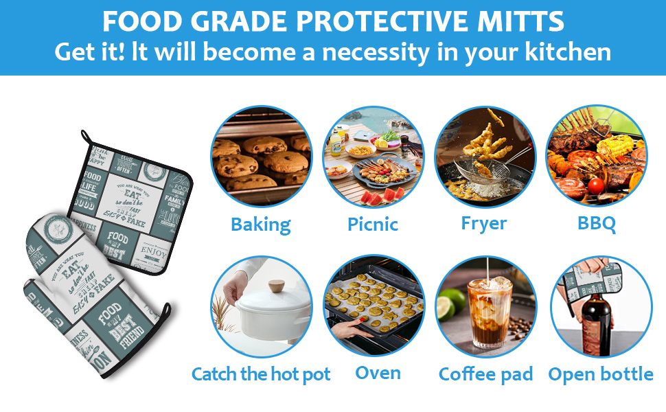 Watercolor Dog Oven Mitts and Pot Holders Sets Heat Resistant 4Pcs Potholders Oven Gloves Hot Pads for Kitchen Baking Cooking Grilling BBQ