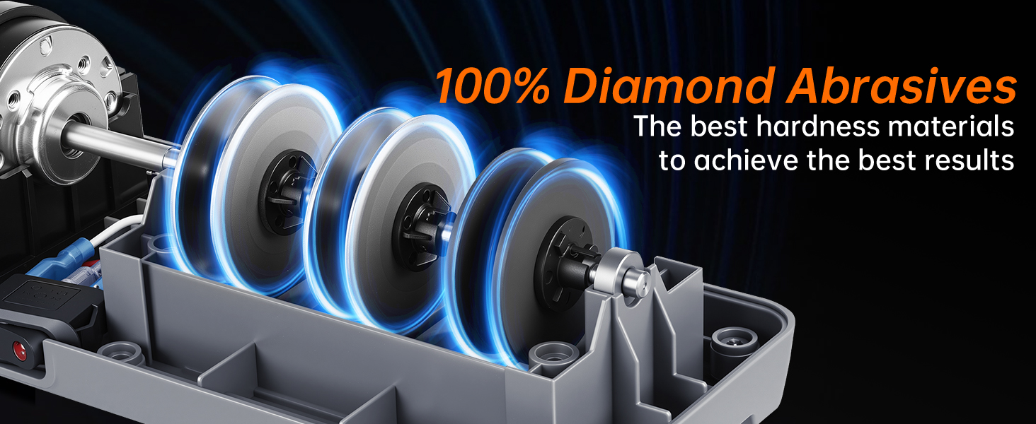 Knife Sharpener, Professional 3-Stage Electric Knife Sharpener for Kitchen Knives, 100% Diamond Abrasive for 20° Precision Angle Guide, Quickly Sharpening and Polish Blades