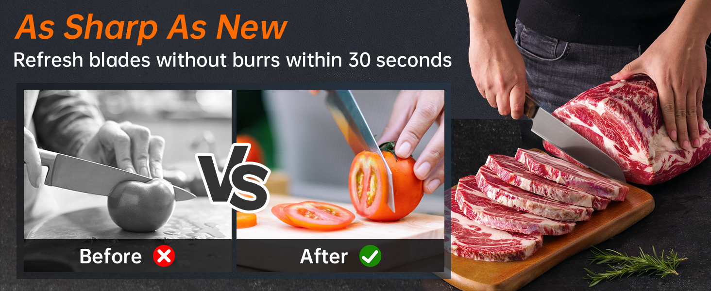 Knife Sharpener, Professional 3-Stage Electric Knife Sharpener for Kitchen Knives, 100% Diamond Abrasive for 20° Precision Angle Guide, Quickly Sharpening and Polish Blades