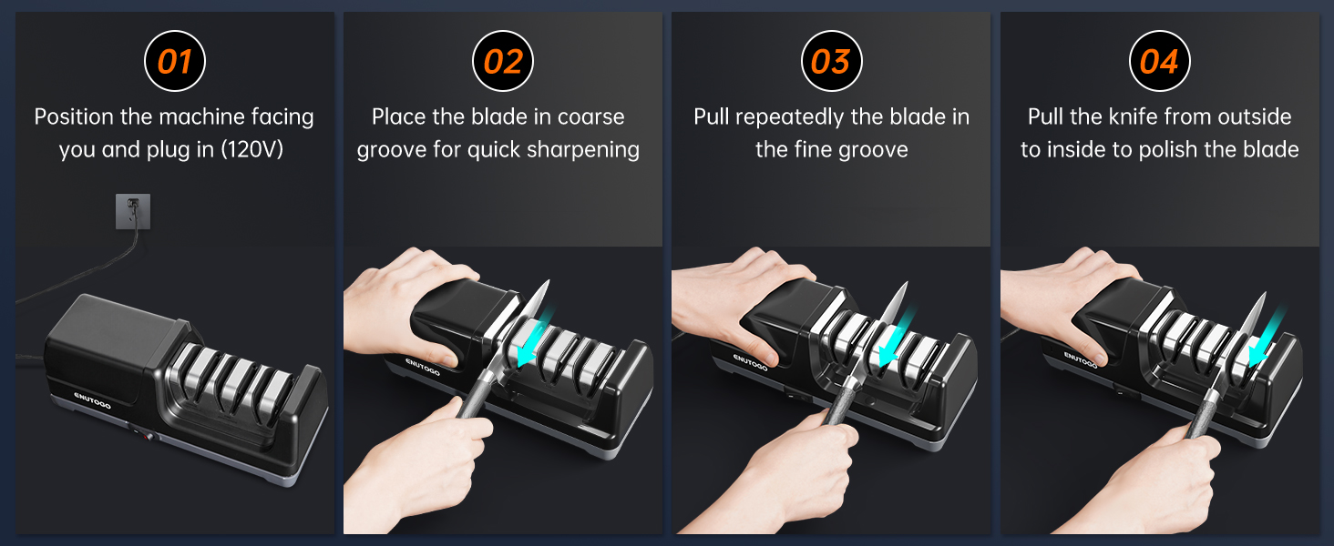 Knife Sharpener, Professional 3-Stage Electric Knife Sharpener for Kitchen Knives, 100% Diamond Abrasive for 20° Precision Angle Guide, Quickly Sharpening and Polish Blades