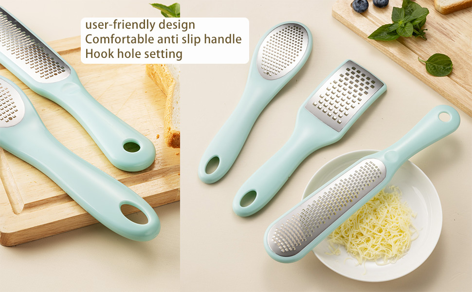 Lemon Zester Grater with Handle - 2-Piece Lemon Zester & Cheese Grater for Parmesan, Ginger, Garlic, Nutmeg, Chocolate