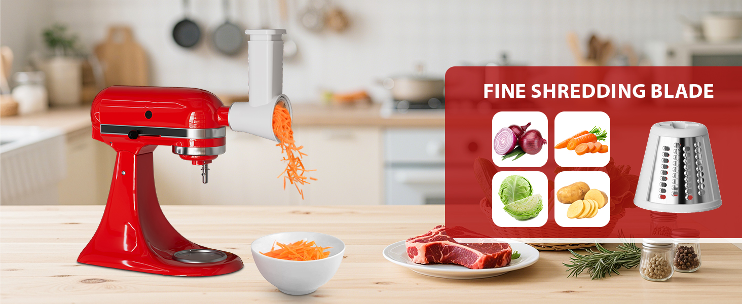 21Pcs Meat Grinder & Cheese Grater Attachment for KitchenAid Stand Mixer, with 4 Grinding Plates, Metal Sausage Stuffer Tubes, 4 Slicer Shredder Attachment, Kitchen Aid Accessories and Attachments