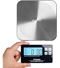 Atogou Food Scale - 33lb Digital Kitchen Scale Ounces Grams, Rechargeable & Full-View Display, Water-Resistant, Batteries or USB-C Charging, Stainless Steel, for Cooking, Meal Prep, Package (Black)