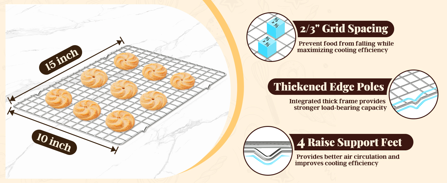 Cooling Racks for Cooking and Baking - 2 PCS 10