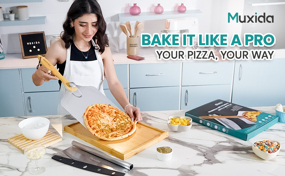 Aluminum Pizza Peel & Rocker Cutter Set (12