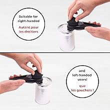 Starfrit MightiCan Can Opener - Safe - Holds Lid and Leaves No Sharp Edges on Lid - 3 year warranty - Comfort Grip - Heavy Duty Non-Slip Knob - 2025 Model