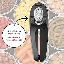 Starfrit MightiCan Can Opener - Safe - Holds Lid and Leaves No Sharp Edges on Lid - 3 year warranty - Comfort Grip - Heavy Duty Non-Slip Knob - 2025 Model