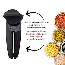 Starfrit MightiCan Can Opener - Safe - Holds Lid and Leaves No Sharp Edges on Lid - 3 year warranty - Comfort Grip - Heavy Duty Non-Slip Knob - 2025 Model
