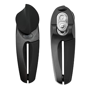 Starfrit MightiCan Can Opener - Safe - Holds Lid and Leaves No Sharp Edges on Lid - 3 year warranty - Comfort Grip - Heavy Duty Non-Slip Knob - 2025 Model