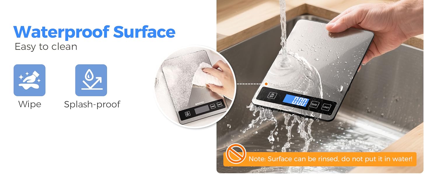 Food Scale - 15kg/33lb Digital Kitchen Scale with Full-View LCD Display, Grams and Ounces, Easy Clean Stainless Steel, 6 Units with Tare Function, Precise for Baking, Cooking & Meal Prep, Black