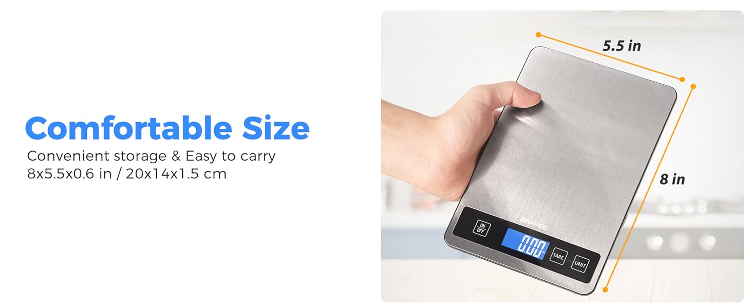 Food Scale - 15kg/33lb Digital Kitchen Scale with Full-View LCD Display, Grams and Ounces, Easy Clean Stainless Steel, 6 Units with Tare Function, Precise for Baking, Cooking & Meal Prep, Black