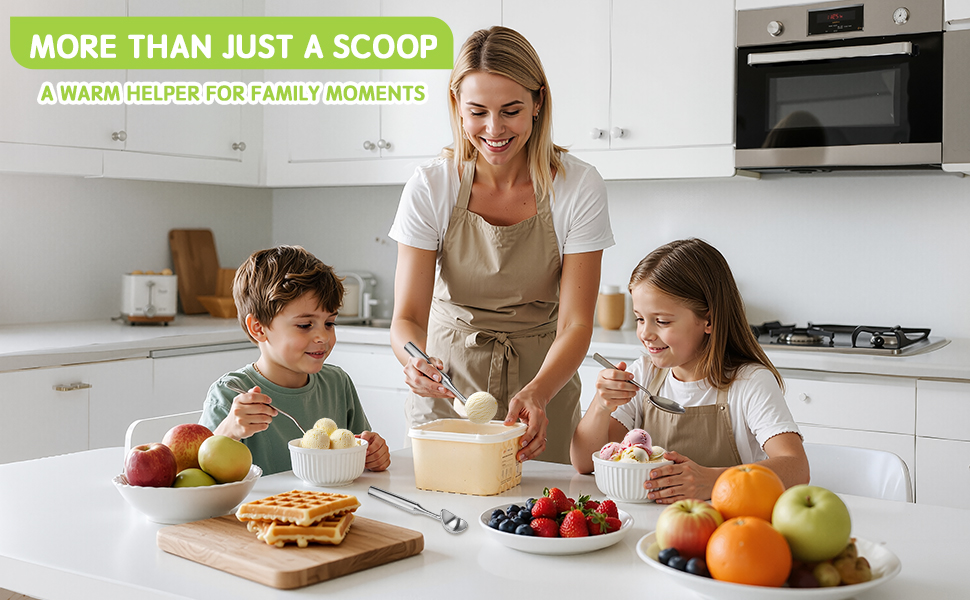 Ice Cream Scoop, 7.9 inches One-Piece Design Stainless Steel Scooper for Cookie Dough,Gelato, Sorbet,Heavy Duty with Comfort Handle, Dishwasher Safe