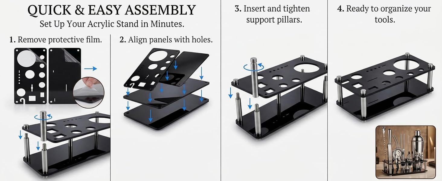 Cocktail Shaker Set, 18-Piece Bartender Kit with Acrylic Stand, 18/8 Stainless Steel Bar Set with Martini Shaker, Jigger, Muddler & Recipe Book for Home Bar