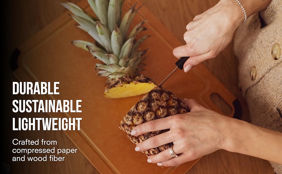 Public Goods Wood Cutting Board | Large Cutting Board for Kitchen | Made From Wood Fiber and Paper Composite | Non-Slip Silicone Corners | Dishwasher Safe, Durable, and Knife-Friendly | 17.3