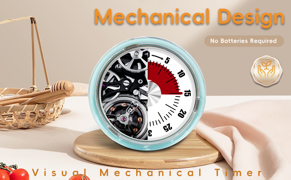 Kitchen Timers for Cooking, 0-60 Minute Visual Timer for Kids, Manual Cooking Magnetic Timer with Loud Alarm, Mechanical Stainless Steel Time Management for Classroom Desk Office for Office, Blue