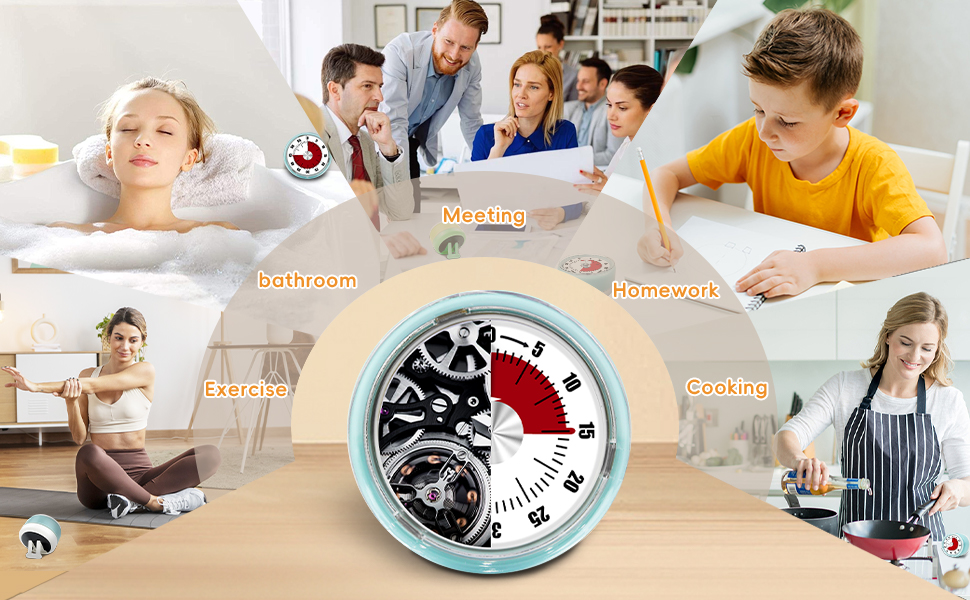 Kitchen Timers for Cooking, 0-60 Minute Visual Timer for Kids, Manual Cooking Magnetic Timer with Loud Alarm, Mechanical Stainless Steel Time Management for Classroom Desk Office for Office, Blue