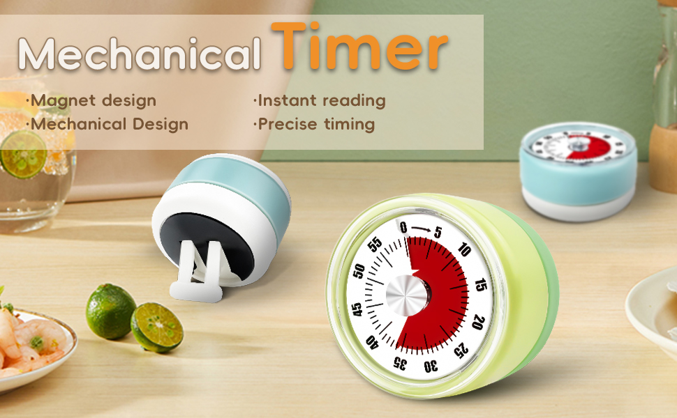 Kitchen Timers for Cooking, 0-60 Minute Visual Timer for Kids, Manual Cooking Magnetic Timer with Loud Alarm, Mechanical Stainless Steel Time Management for Classroom Desk Office for Office, Blue