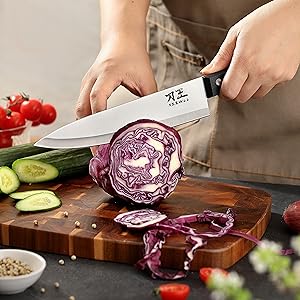 5 Pieces Kitchen knife Set, Knife Set Without Block with Sheathes, Stainless Steel Sharp Blade and Comfortable Handle, Chef Knife Set with Kitchen Scissors and Peeler for Cooking