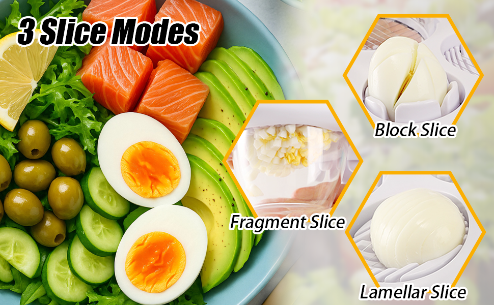 3 in 1 Egg Slicer for Hard Boiled Eggs with Cleaning Brush, Multipurpose 3-Way Cutter with 3 Slice Modes, Heavy Duty, Hard Boiled Egg Cutter & Fruit Slicer, Dishwasher Safe (White)