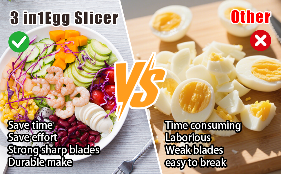 3 in 1 Egg Slicer for Hard Boiled Eggs with Cleaning Brush, Multipurpose 3-Way Cutter with 3 Slice Modes, Heavy Duty, Hard Boiled Egg Cutter & Fruit Slicer, Dishwasher Safe (White)