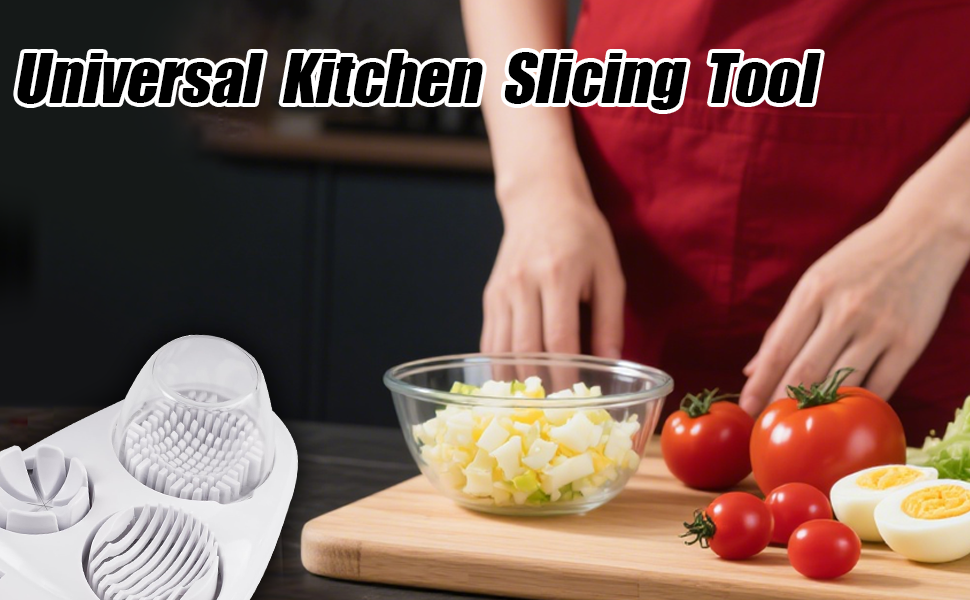 3 in 1 Egg Slicer for Hard Boiled Eggs with Cleaning Brush, Multipurpose 3-Way Cutter with 3 Slice Modes, Heavy Duty, Hard Boiled Egg Cutter & Fruit Slicer, Dishwasher Safe (White)