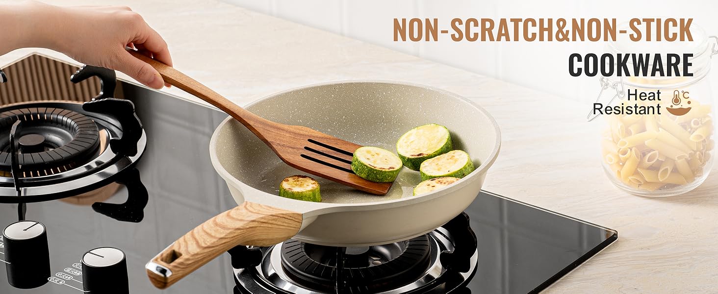 10 Pcs Wooden Spoons for Cooking, Natural Teak Wooden Kitchen Utensils Set, Durable Cooking Utensils Set with Comfort Grip for Cookware, Smooth Finish&NonStick& Heat Resistant Wooden Spatula