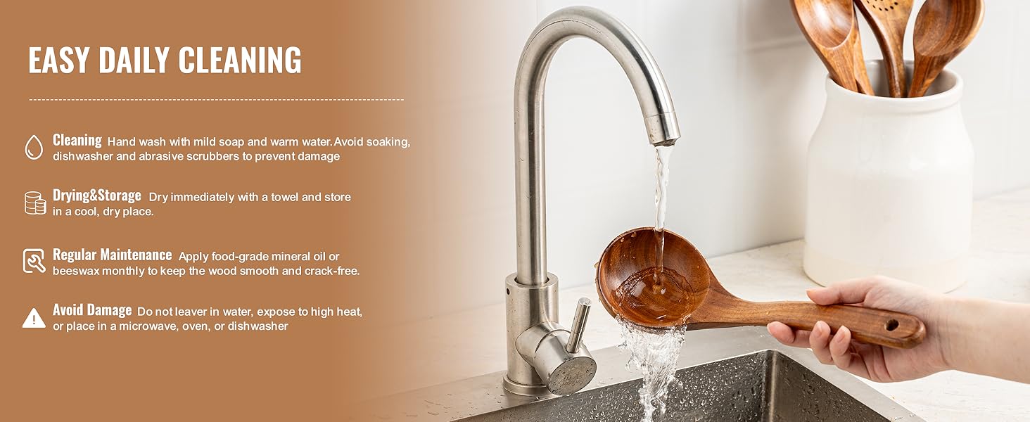 10 Pcs Wooden Spoons for Cooking, Natural Teak Wooden Kitchen Utensils Set, Durable Cooking Utensils Set with Comfort Grip for Cookware, Smooth Finish&NonStick& Heat Resistant Wooden Spatula