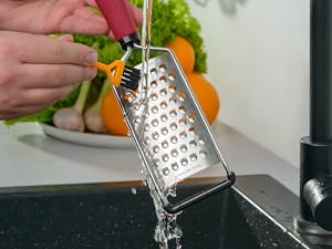 Deiss PRO Coarse Grater & Hand Held Cheese Grater - Sharp Stainless Steel Blades, Non-Slip Handle, Small Cheese Grater for Kitchen, Shredder, Dishwasher Safe