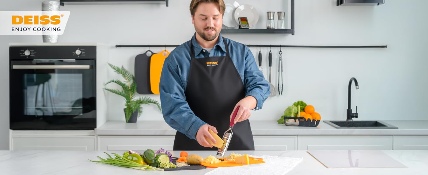 Deiss PRO Coarse Grater & Hand Held Cheese Grater - Sharp Stainless Steel Blades, Non-Slip Handle, Small Cheese Grater for Kitchen, Shredder, Dishwasher Safe